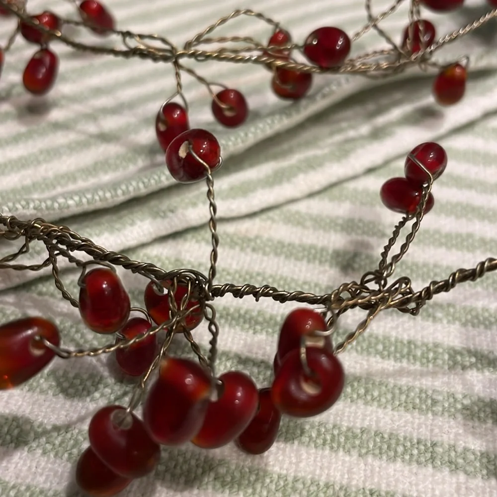 Set of 2 - 4 foot wired flexible red beaded garland for your holiday decor